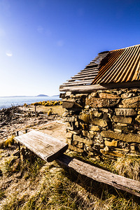 Old stone coastal boat house