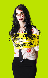 Zombie woman taped up