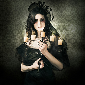 Beautiful Grunge Woman In Dark Vogue Fashion Style