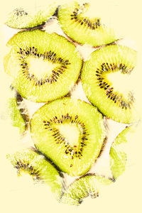 Full Frame Shot Of Fresh Kiwi Slices With Seeds