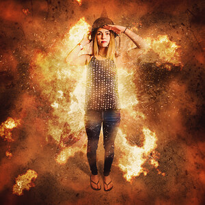 Retro pinup girl soldier with fashion pride