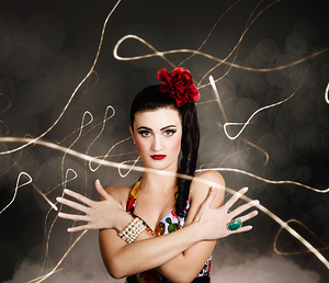 Beautiful girl in retro fashion style