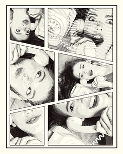 Line art pin-up girl on telephone