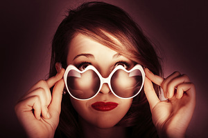 Face Of Cool Fashion Woman In Retro Summer Love