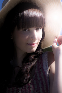 Happy Woman With Sunhat