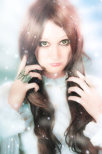 Beautiful enchanting snow princess woman