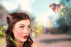 Fantasy fine art beauty. Fairy tale butterflies