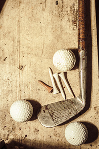 Rustic golf club memorabilia