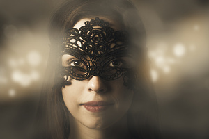 Mysterious woman at masquerade ball