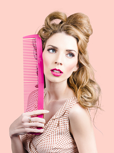 Salon pin up woman with elegant hair style