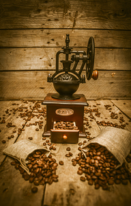 Vintage Manual Grinder And Coffee Beans