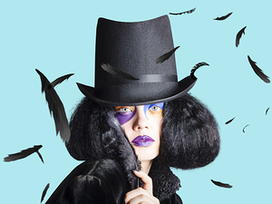 Vogue woman in black costume