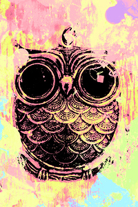 Pop art owl watercolour