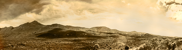 Historic Mountain Landscape In Sepia Tone Print