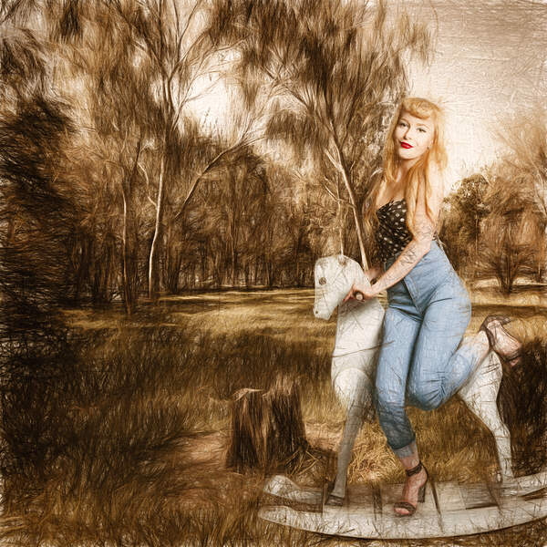 Rocking horse pin up Print