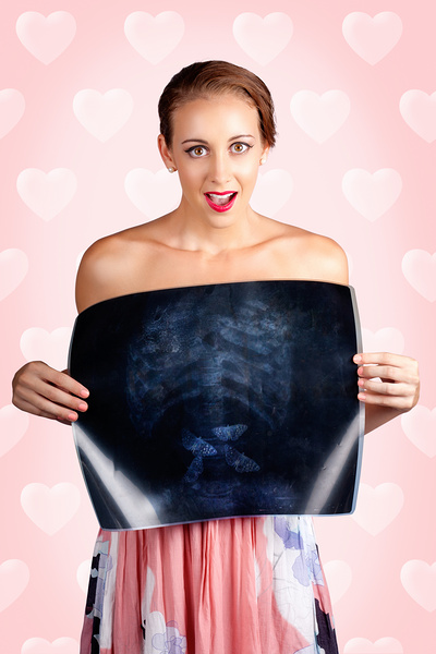 Romantic Woman In Love With Butterflies In Tummy Print