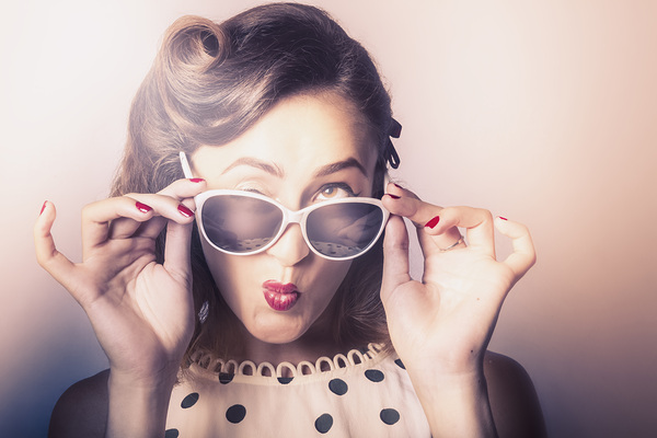 Fun comical retro fashion portrait. Pin-up pout Print