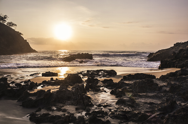 Sunlit stony seashore Print