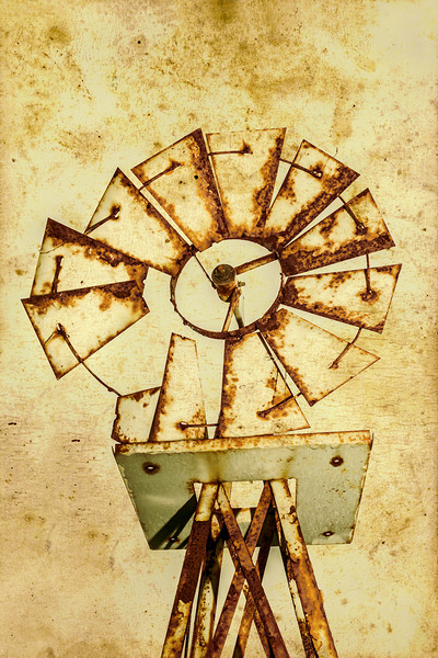 Vintage Rusty Farm Windmill Print