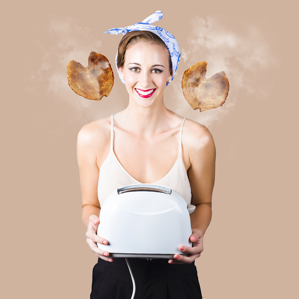 Cafe pinup serving up hearty breakfast Print