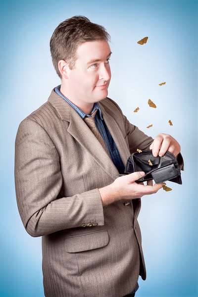 Consumer making discount purchase with moth wallet Print