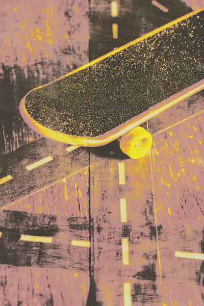 Vintage skateboard ruling the road Print