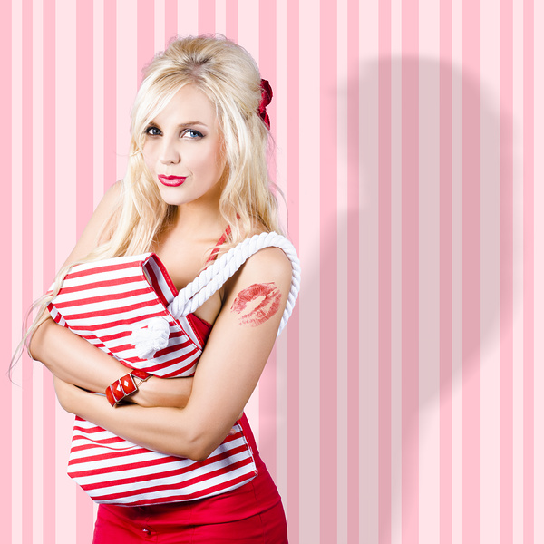 Woman In Love With Fashion Bags And Accessories Print