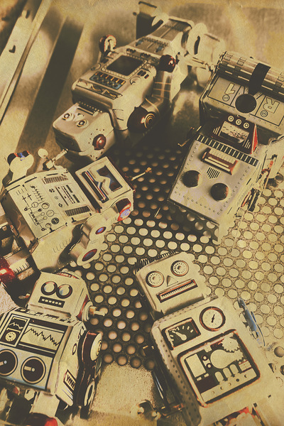 Vintage robot charging zone Print