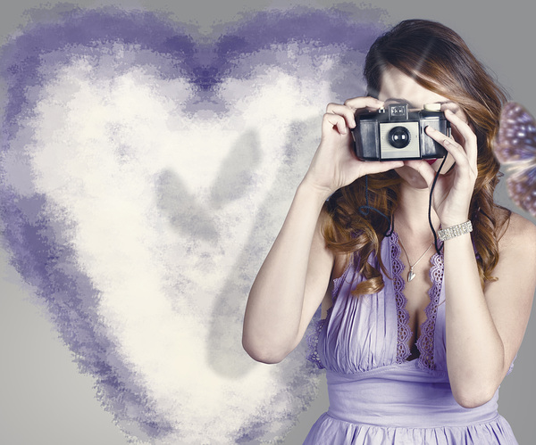 Woman with camera. Love in a still frame capture Print