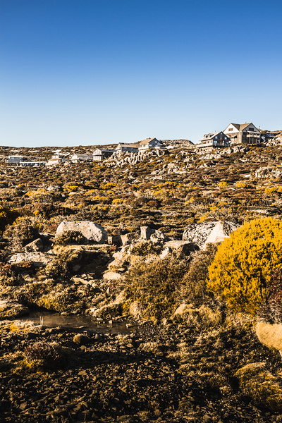 Rugged mountain town Print