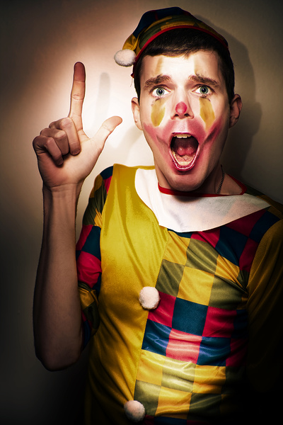 Clown Bank Robber Performing A Copyspace Holdup Print