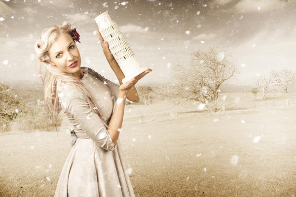 Vintage Woman Dreaming Of A Europe Travel Escape Print