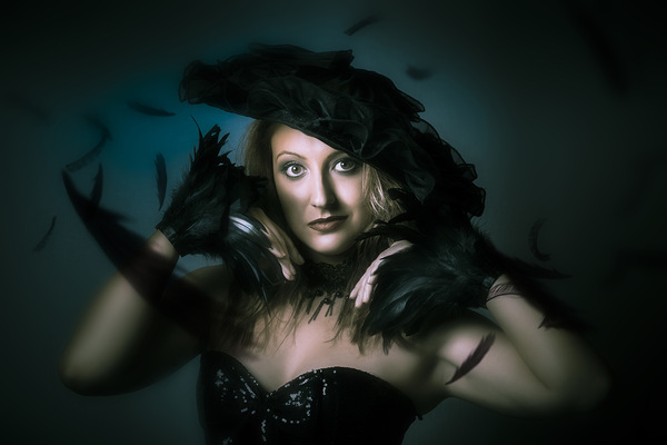 Beautiful mystical girl in delicate black fashion Print