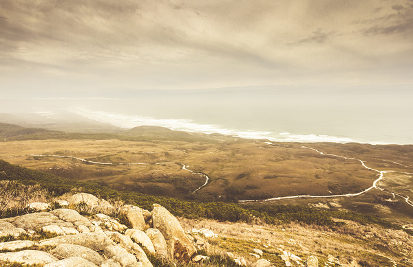 Remote roads and foggy coastlines Print