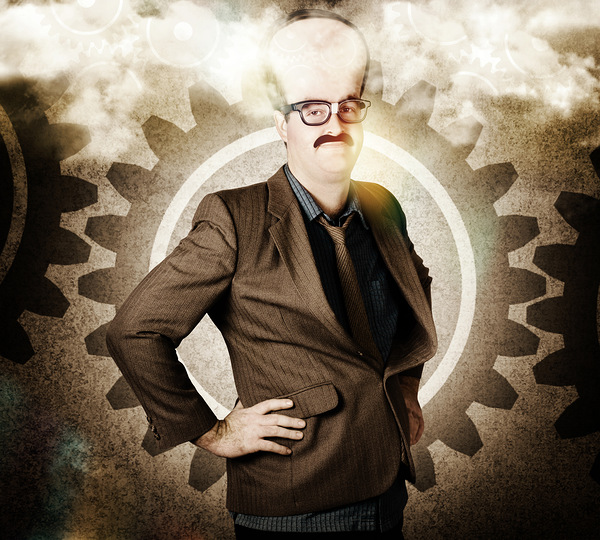 Thinking businessman with big brain Print