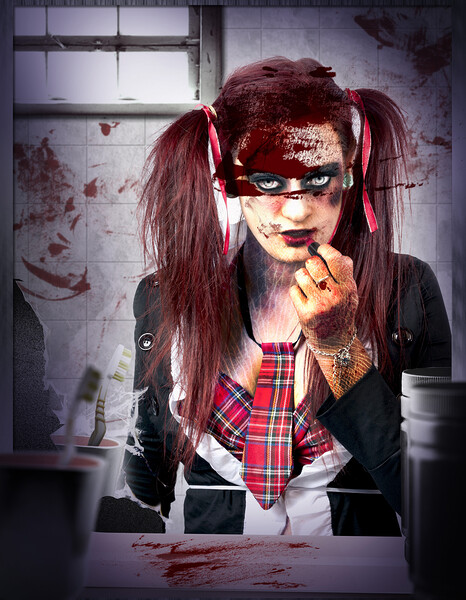Killer school girl in a murder cover up Print