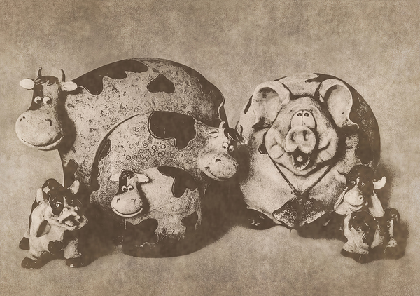 Old Figurine Farm Print