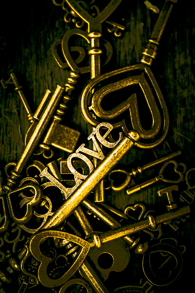 Romantic still life keys in sentiments of love Print