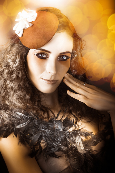 Vintage Style Actress Performing In French Beret Print