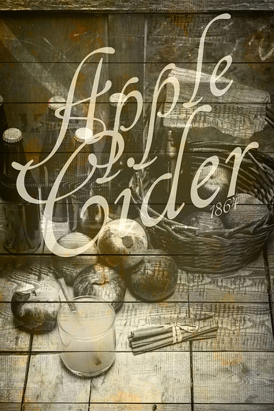 Apple Cider Sign Printed on Rustic Wood Planks Print
