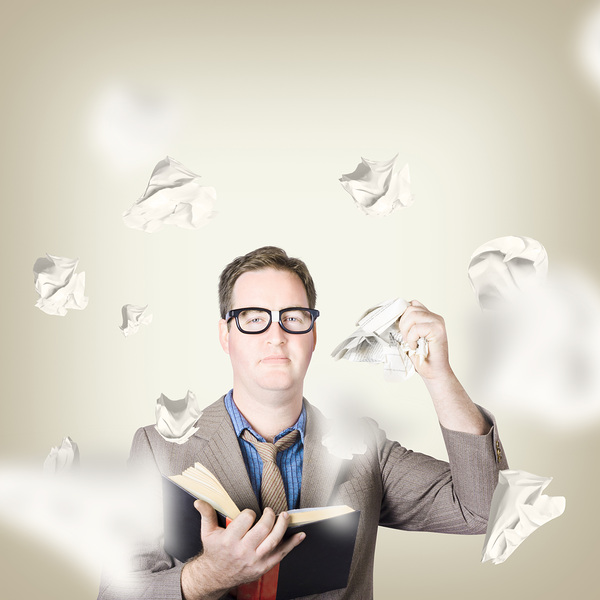 Businessman revising strategy in choice for change Print