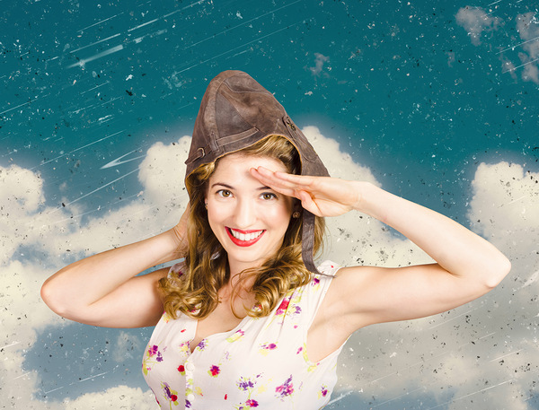 Pretty vintage female pin up pilot. Travel ready Print