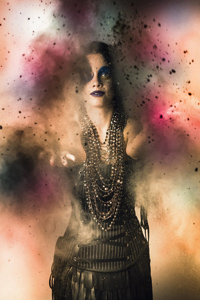 Magical jester casting a medieval spell Print