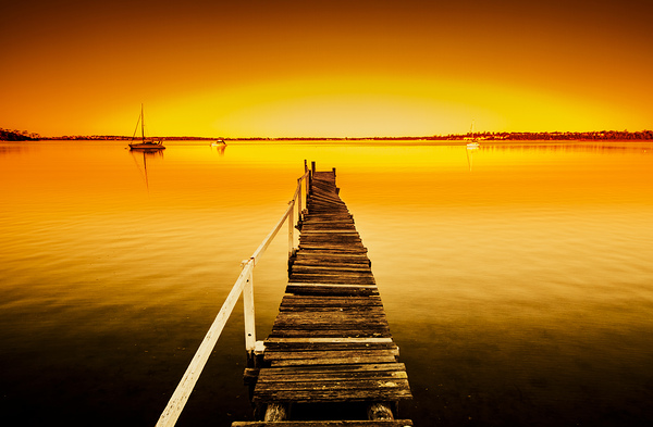 Rickety pier sunset Print