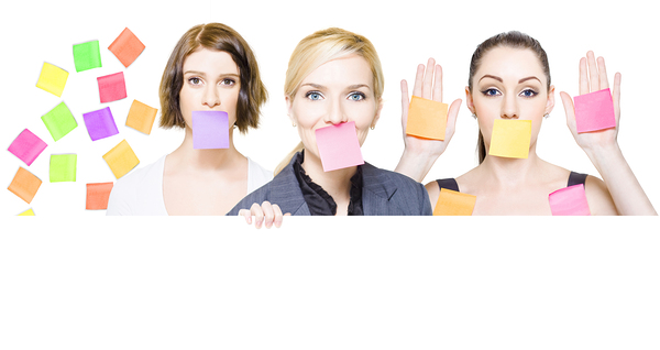 Busy business people with lots of sticky notes Print