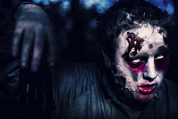 Scary zombie looking gravely ill. Monster disease Print