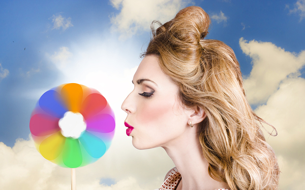 Makeup beauty girl blowing hair colors palette Print