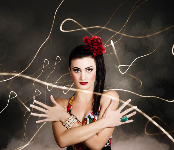 Beautiful girl in retro fashion style Print