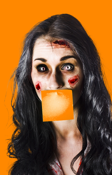 Zombie woman crying for help Print