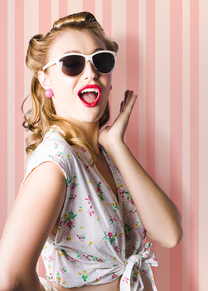 Surprised Girl In Retro Fashion Style Glamur Print
